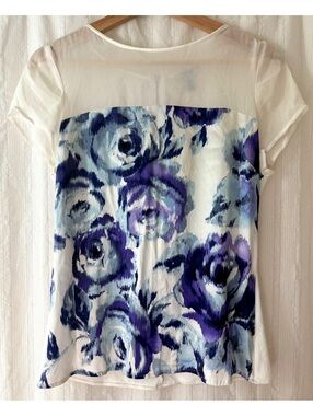 Elegant Caché Women's Medium Silk Blend Floral Print Top #maximalist #vintage